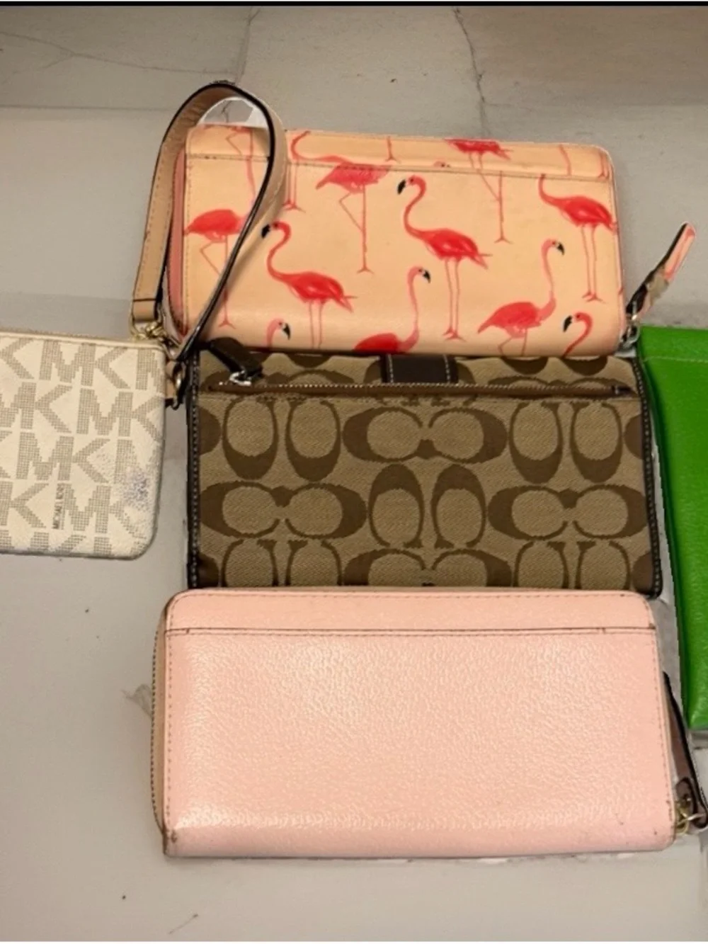 Coach kate spade Michael Kors Bundle leather Zip Around Wallets with Gold Logo